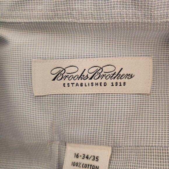 Brooks‎ Brothers Dress Shirt Long Sleeve Button Down Sz 16-34/35 Light Blue EUC - Picture 9 of 9